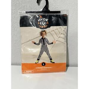 HYDE & EEK! Beetlejuice style Striped Jumpsuit Halloween Costume Boy/ Girl Large